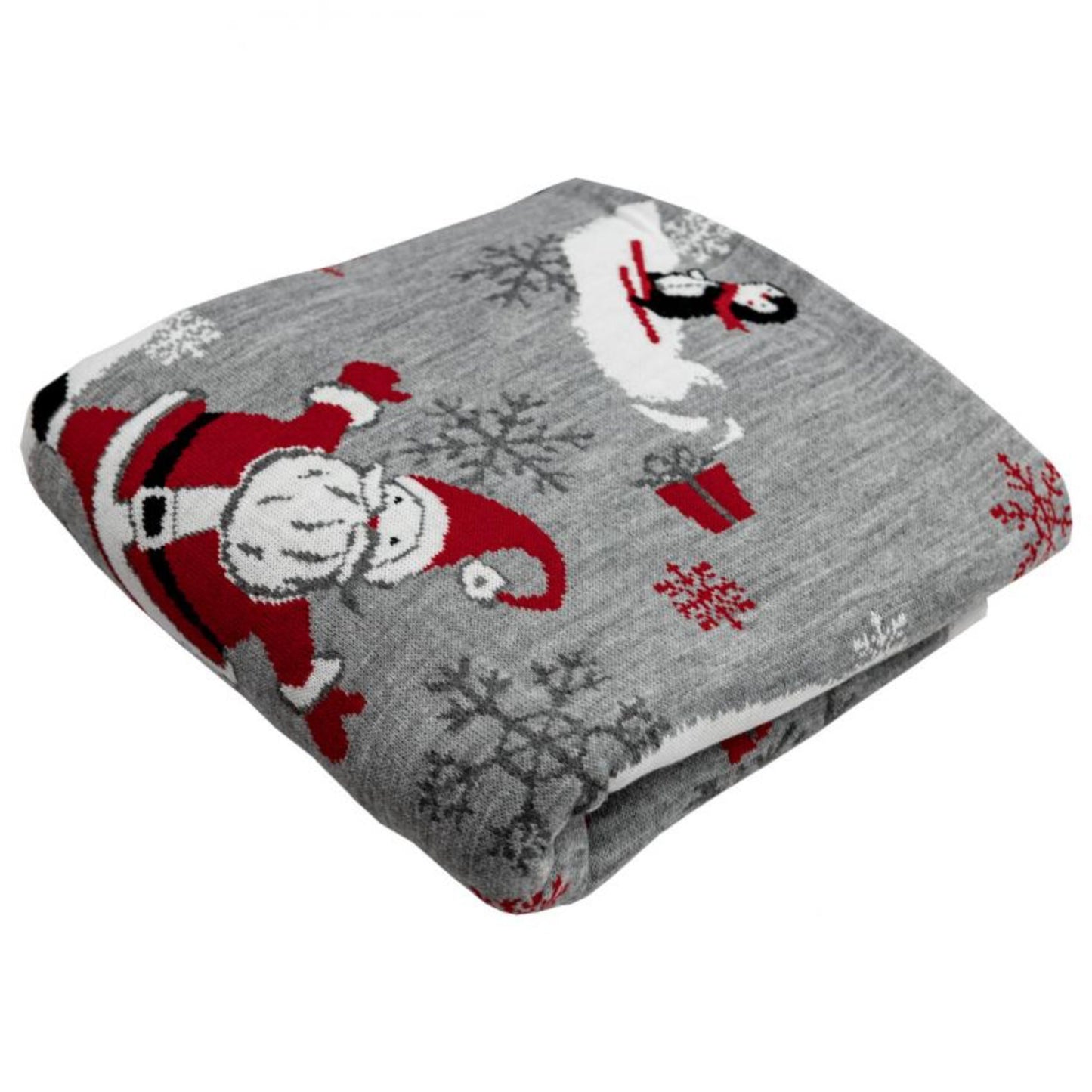 Gray Knitted Christmas Throw Blanket