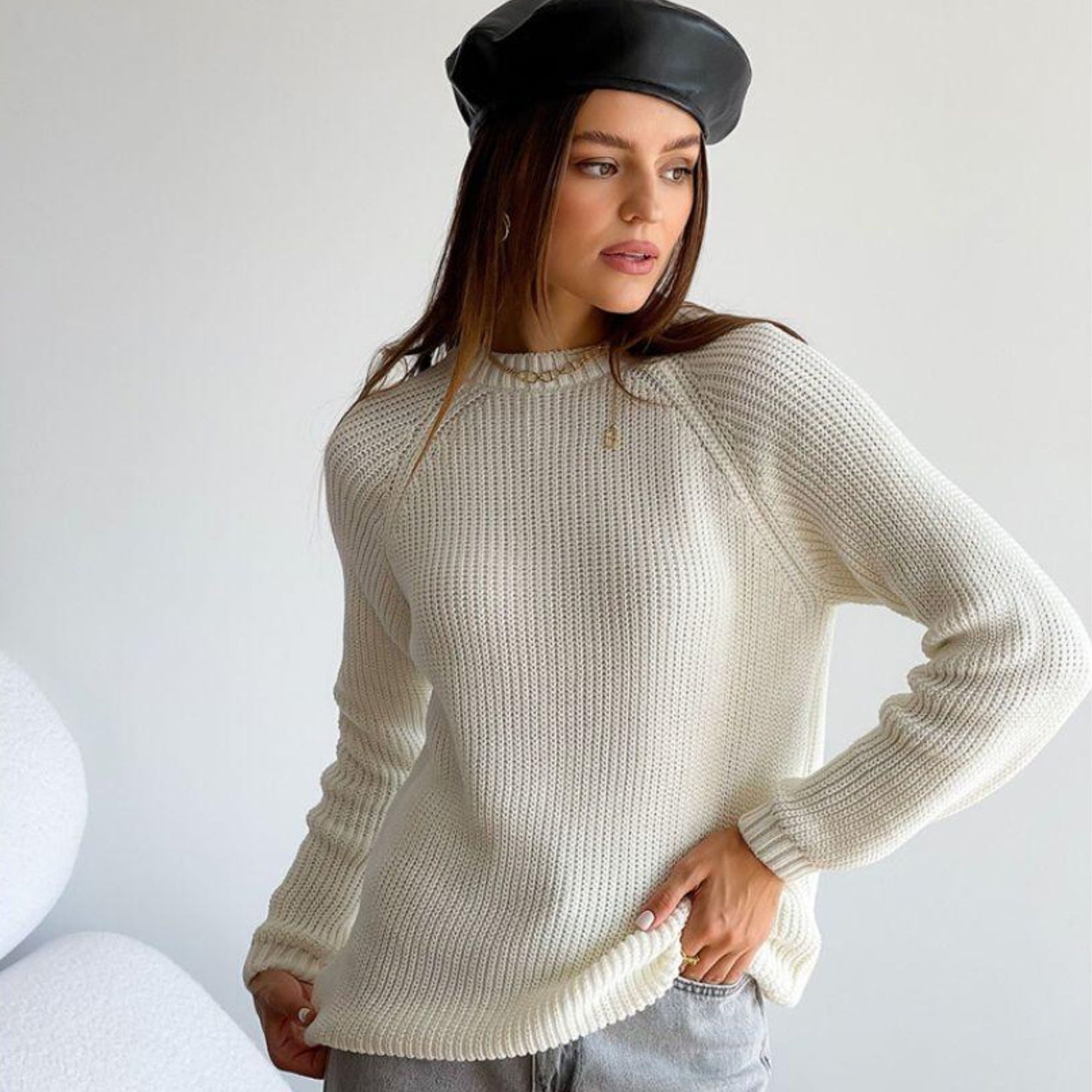 Cream Knitted Sweater