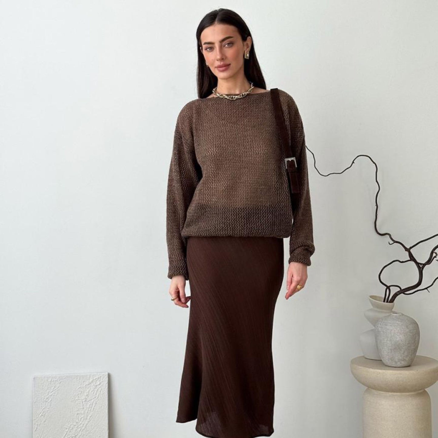 Brown Knitted Sweater - Soft