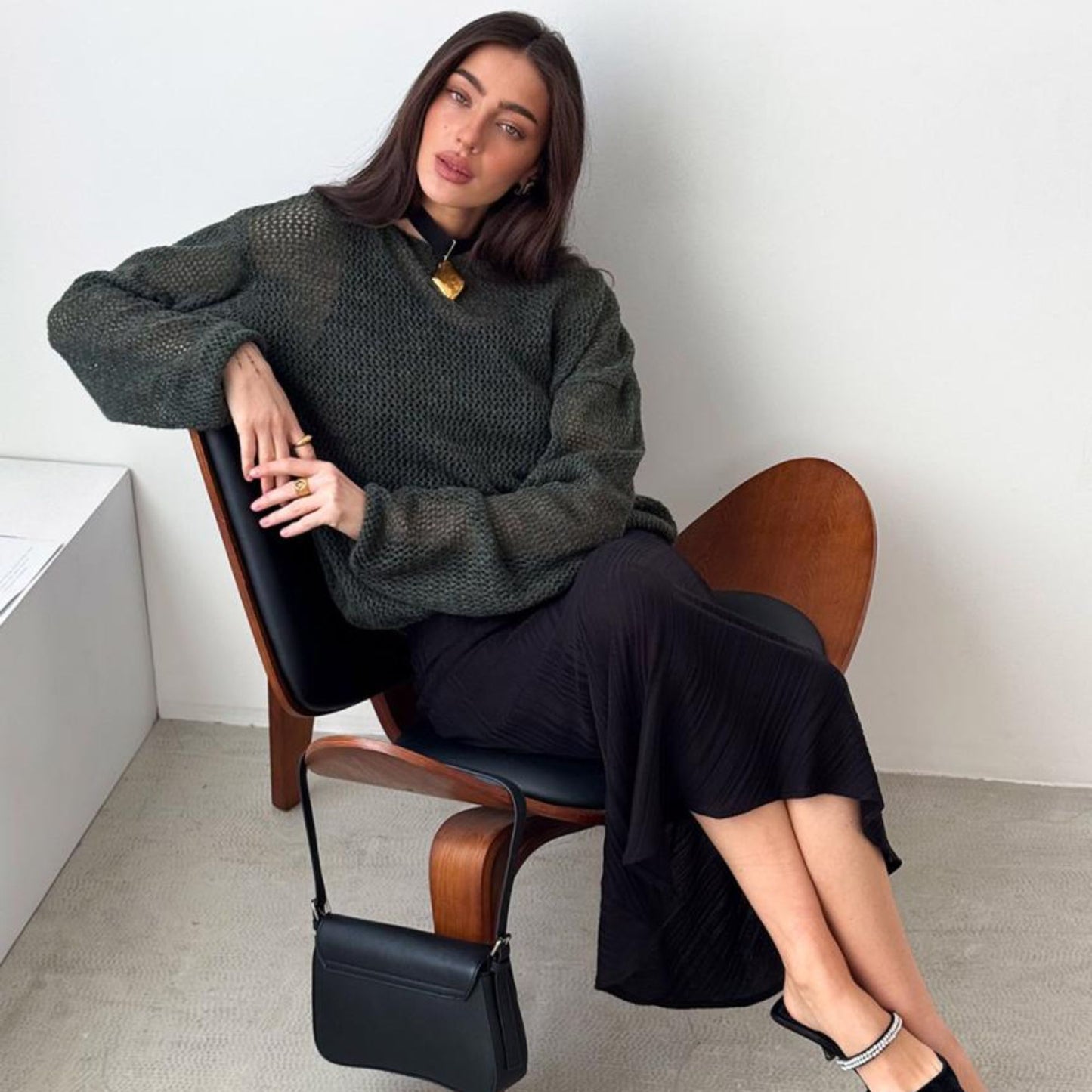 Dark Green Knitted Sweater - Soft