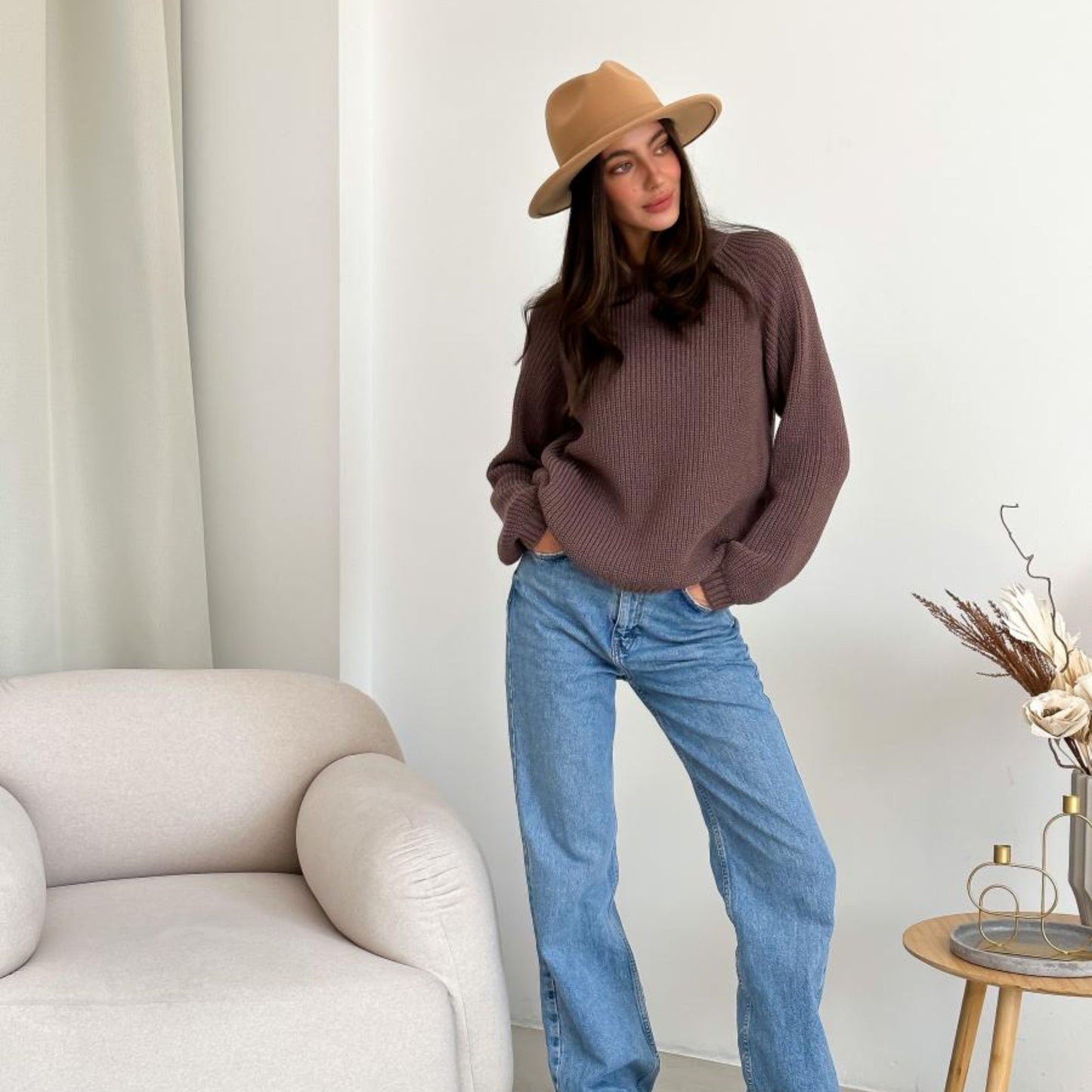 Chocolate Brown Knitted Sweater