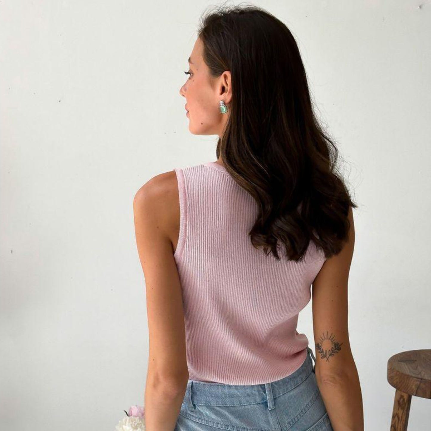 Light Pink Knitted Tank Top