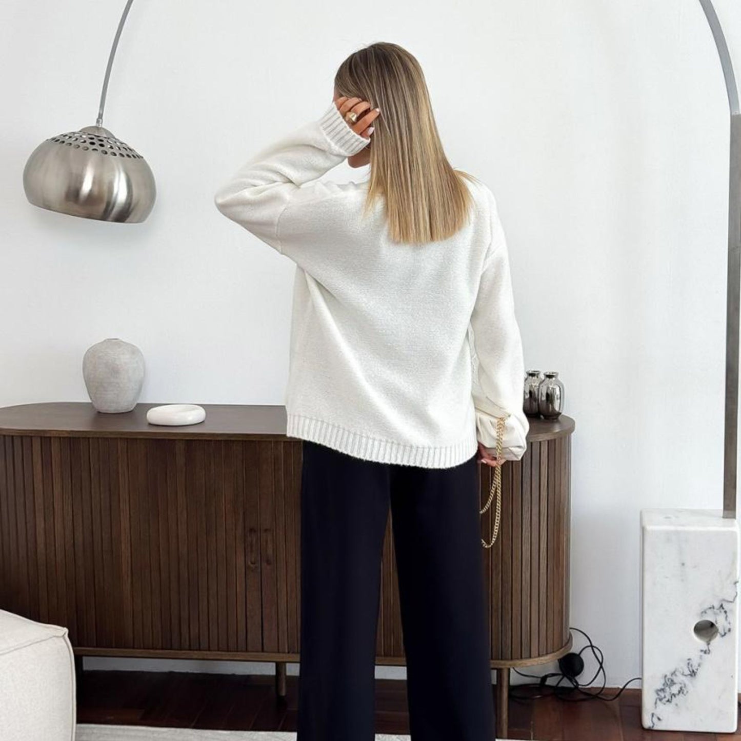 White Knitted Cardigan – Casual Wool