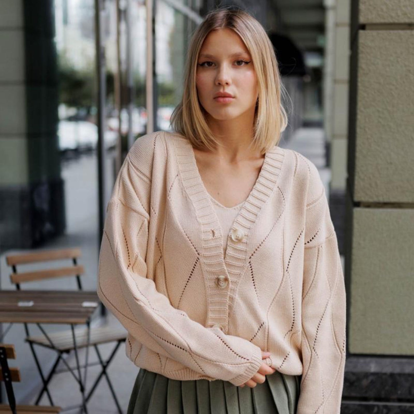 Beige Knitted Cardigan – Grace