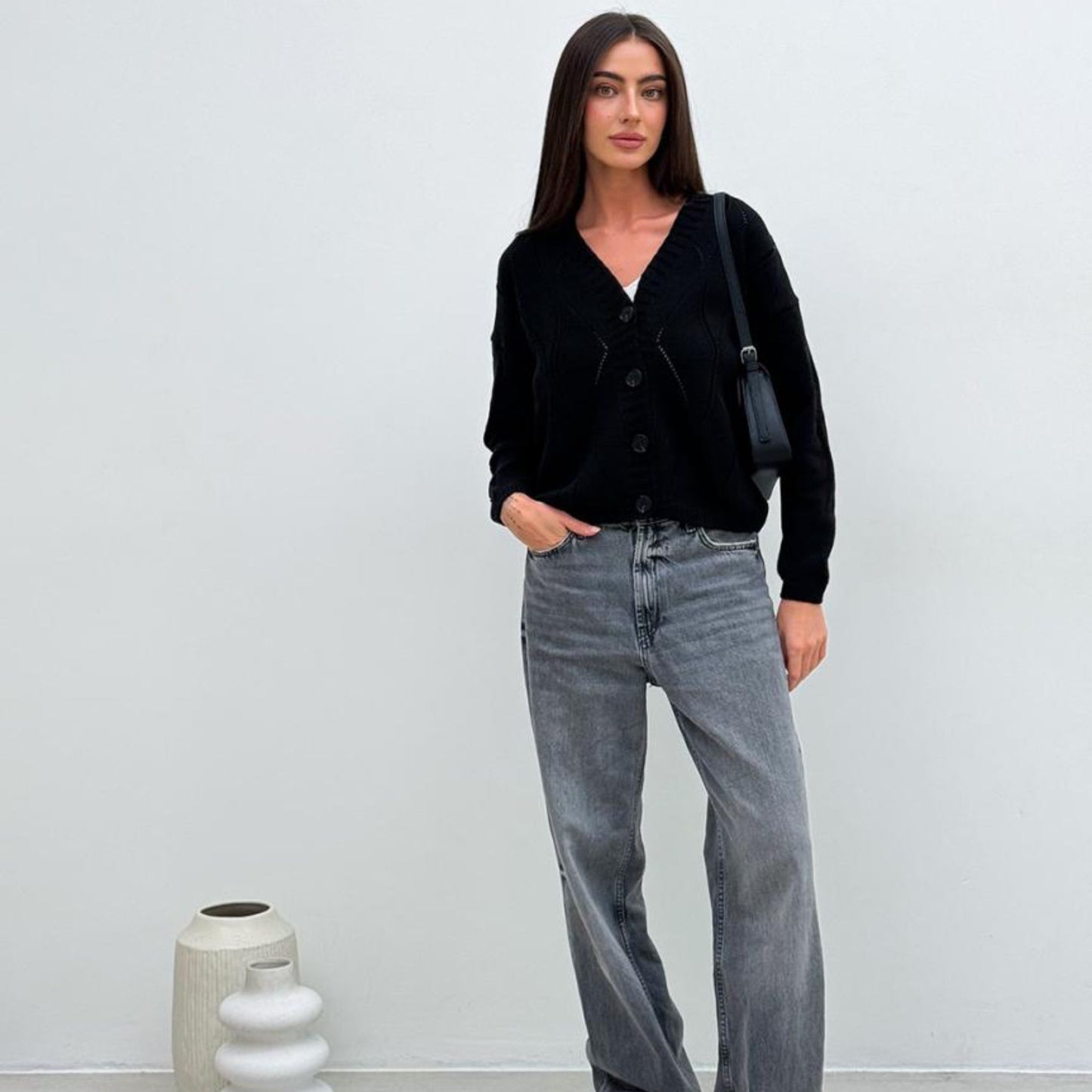 Black Knitted Cardigan – Grace