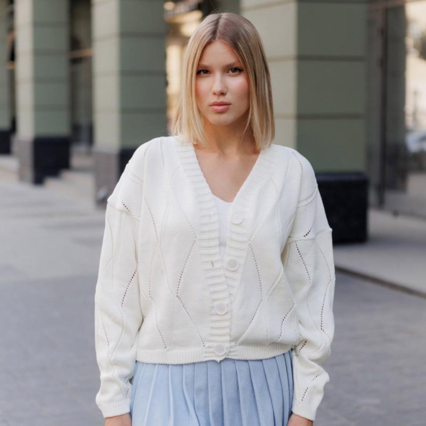 White Knitted Cardigan – Grace