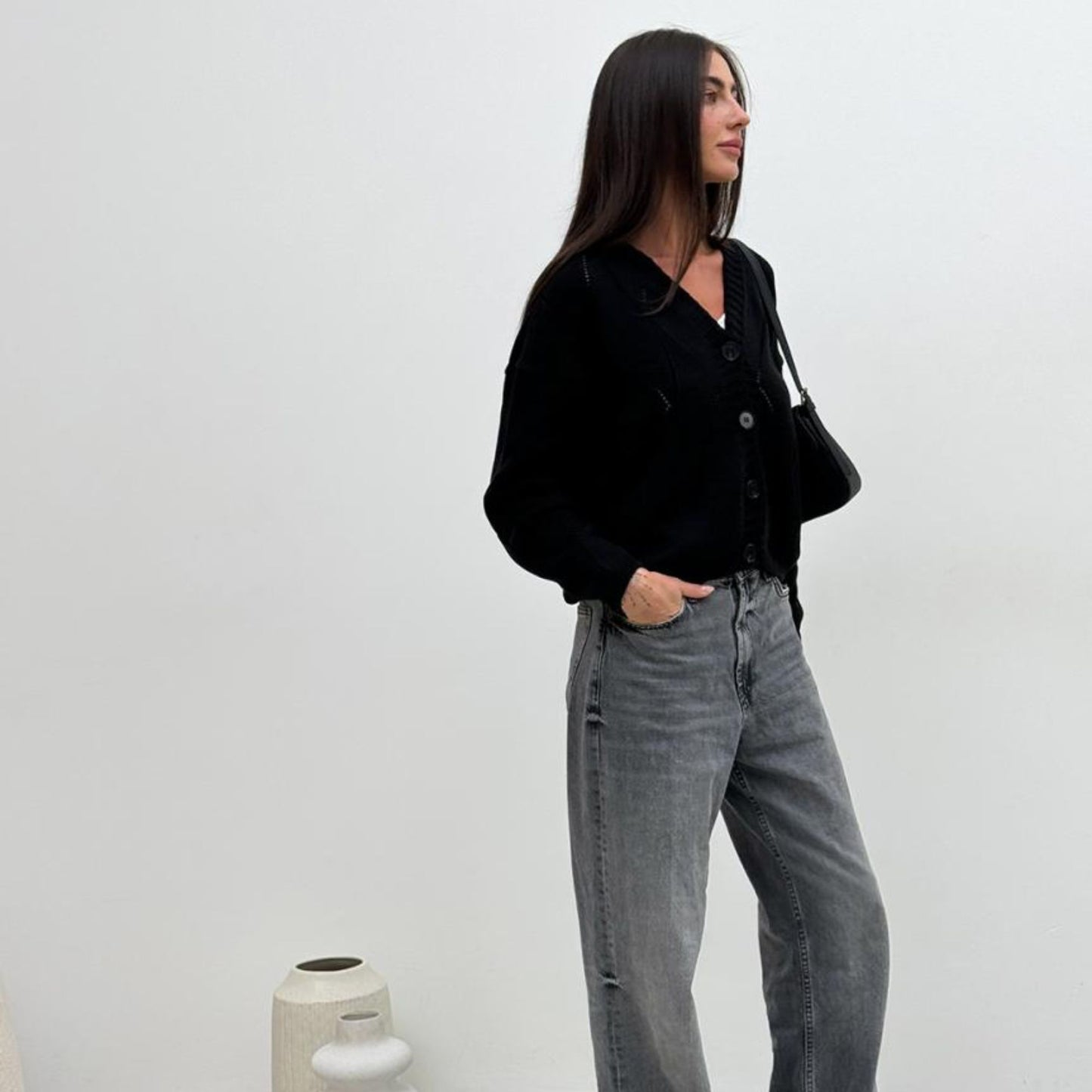 Black Knitted Cardigan – Grace