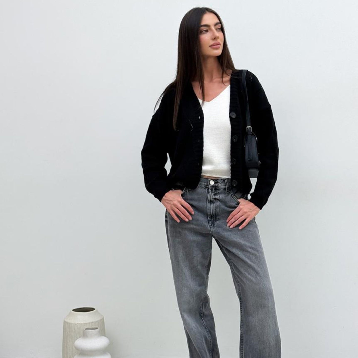 Black Knitted Cardigan – Grace