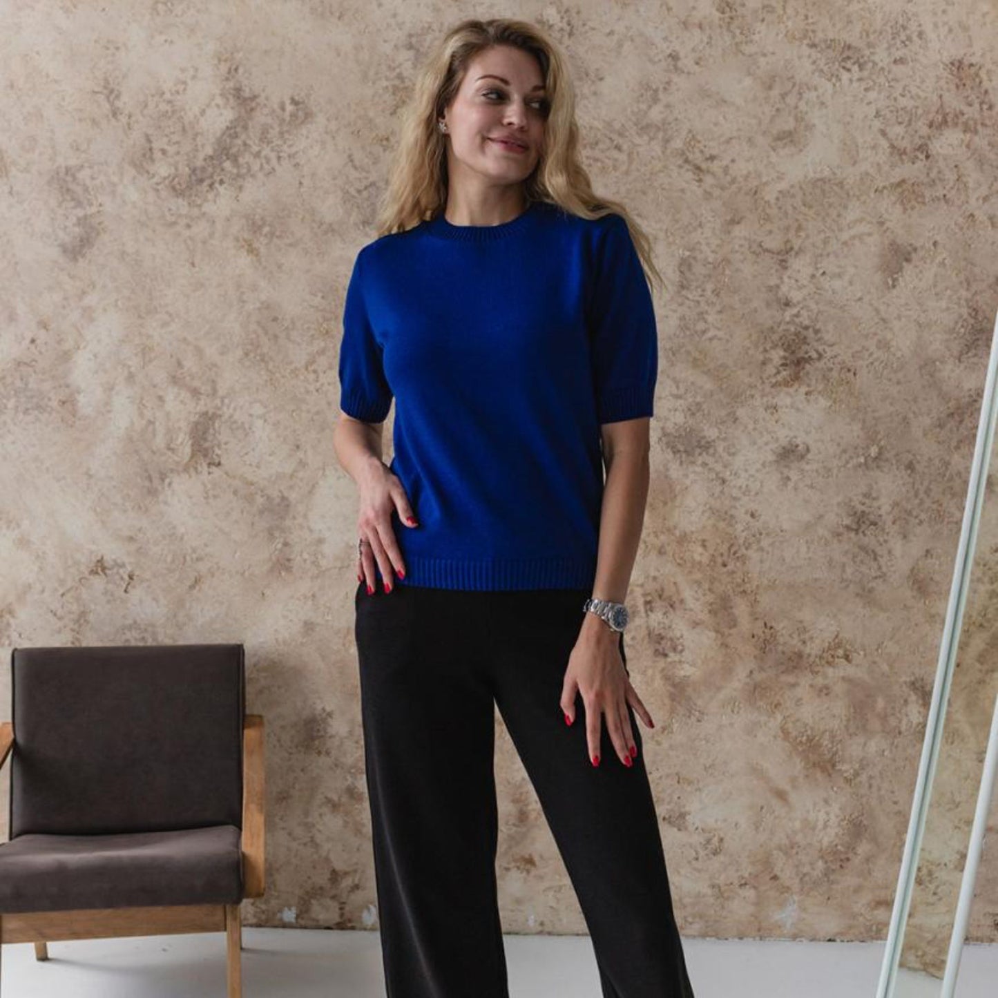 Handmade Blue Knitted T-Shirt