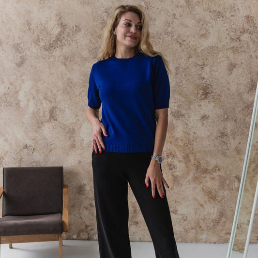 Handmade Blue Knitted T-Shirt