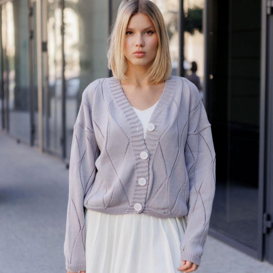 Gray Knitted Cardigan – Grace
