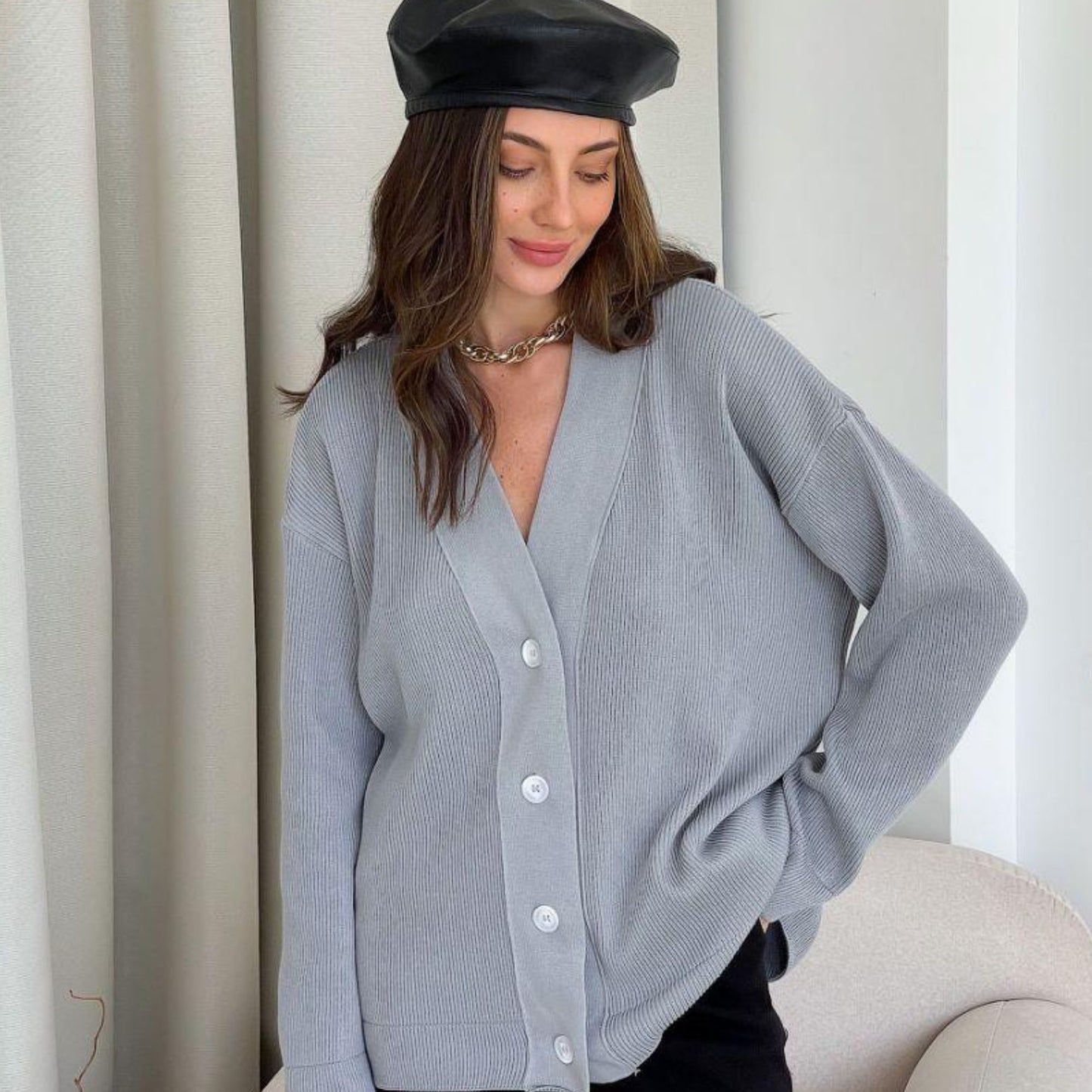 Gray Knitted Cardigan – Vittoria
