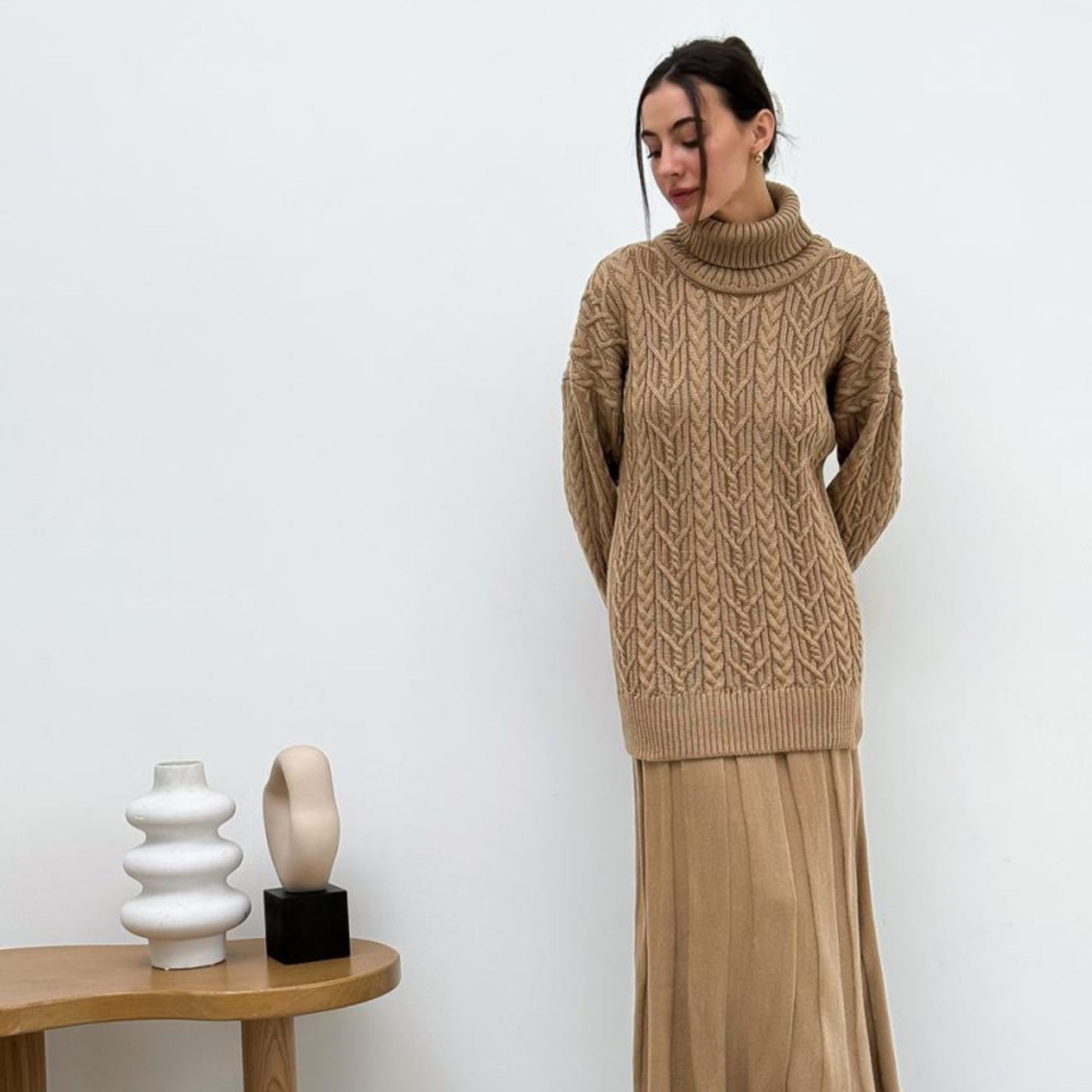 Beige Knitted Sweater - Olivia