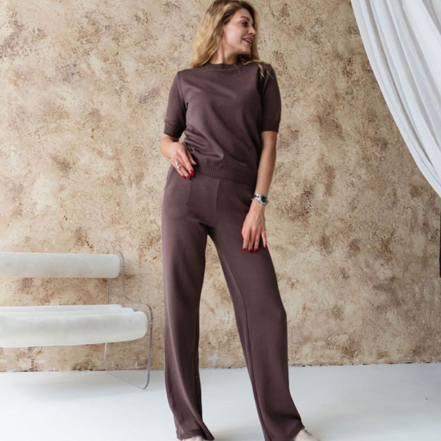 Handmade Brown Knitted T-Shirt