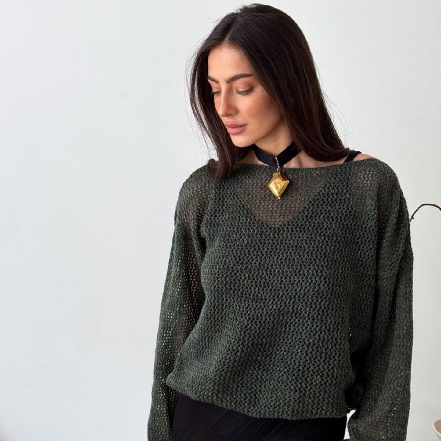 Dark Green Knitted Sweater - Soft