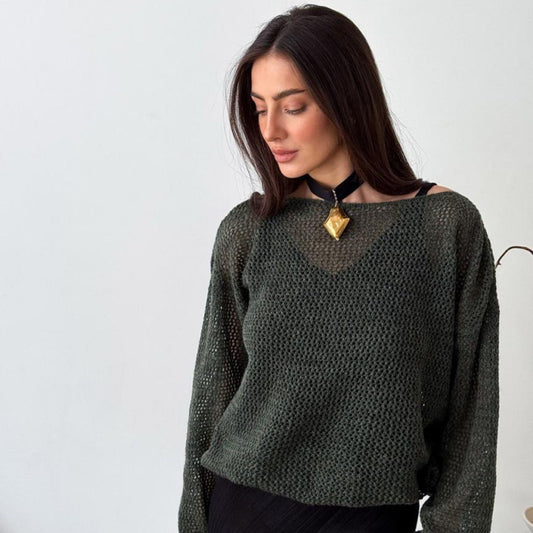 Dark Green Knitted Sweater - Soft