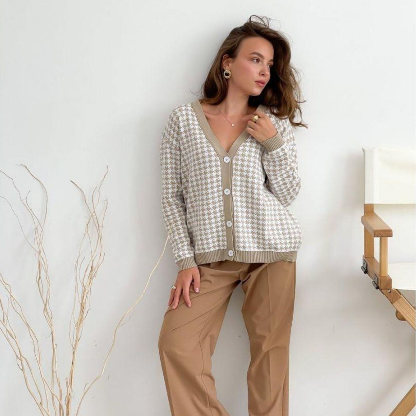 Beige Knitted Cardigan - Lapky