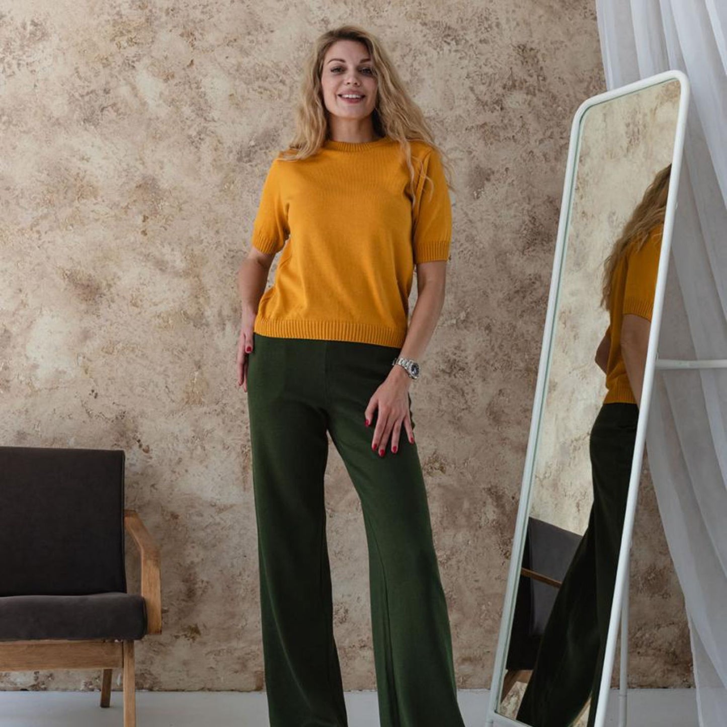 Handmade Yellow  Knitted T-Shirt