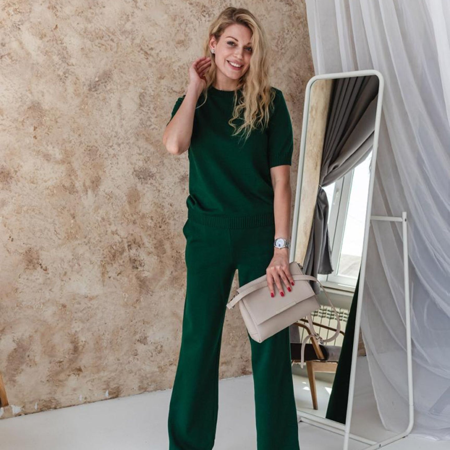 Handmade Emerald Green Knitted T-Shirt