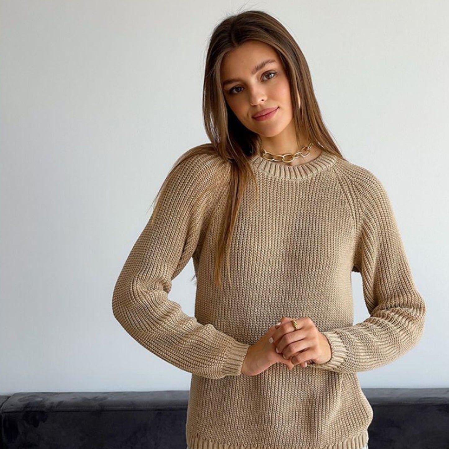 Beige Knitted Sweater