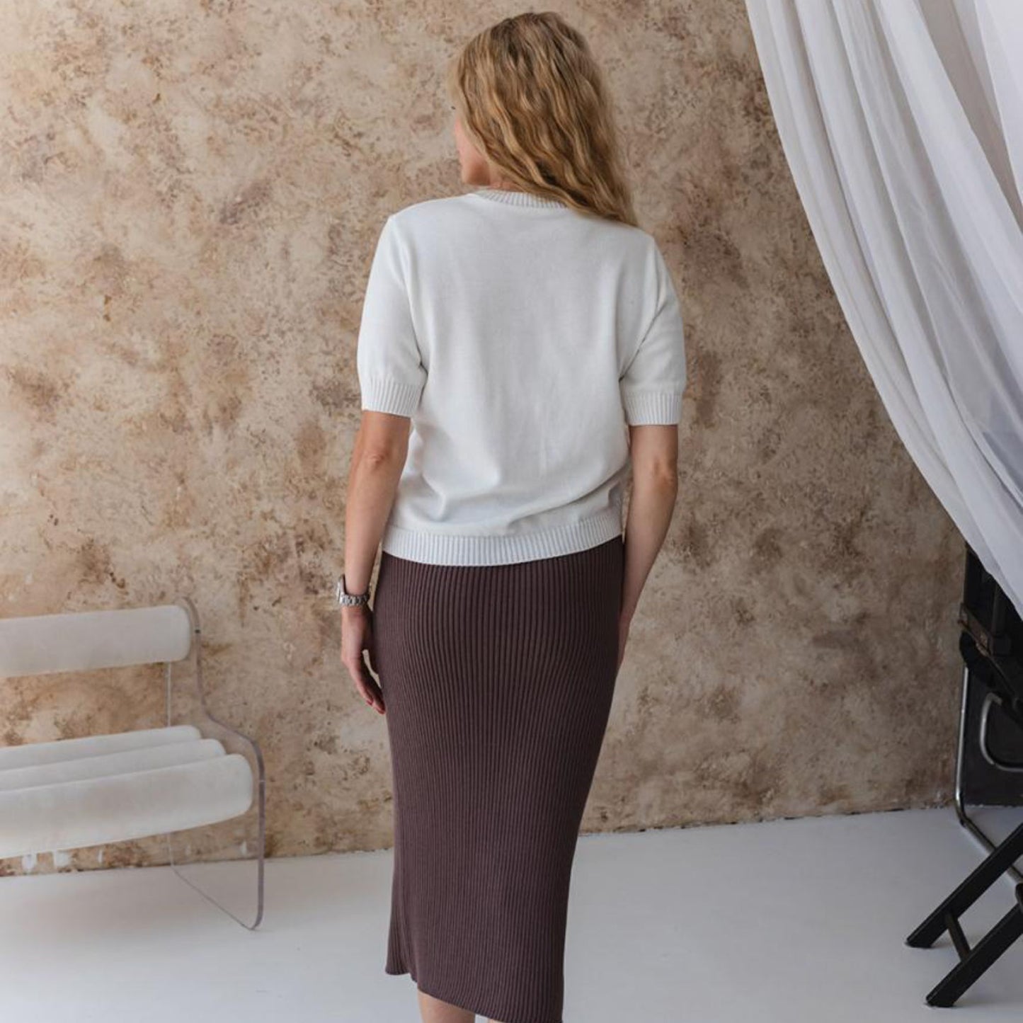 Handmade White Knitted T-Shirt