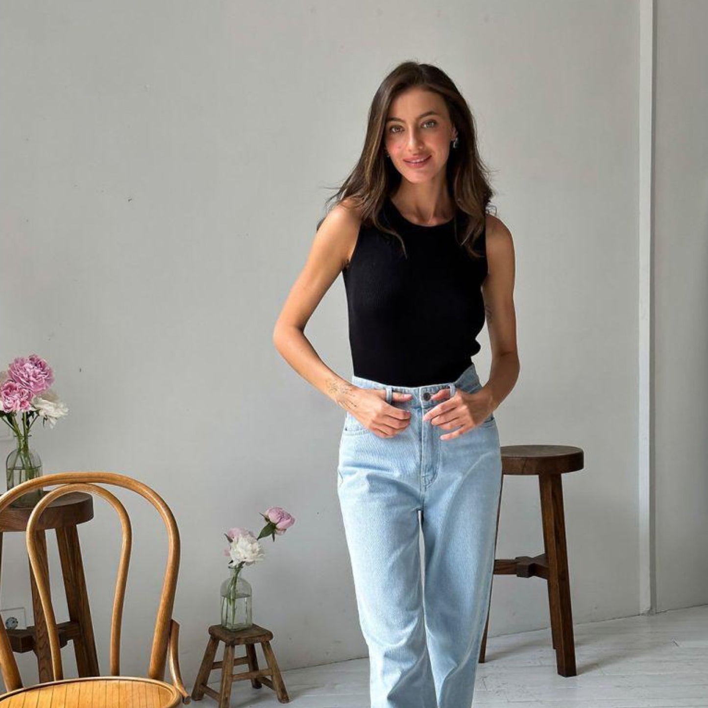 Black Knitted Tank Top