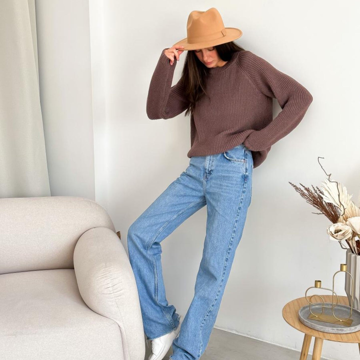 Chocolate Brown Knitted Sweater