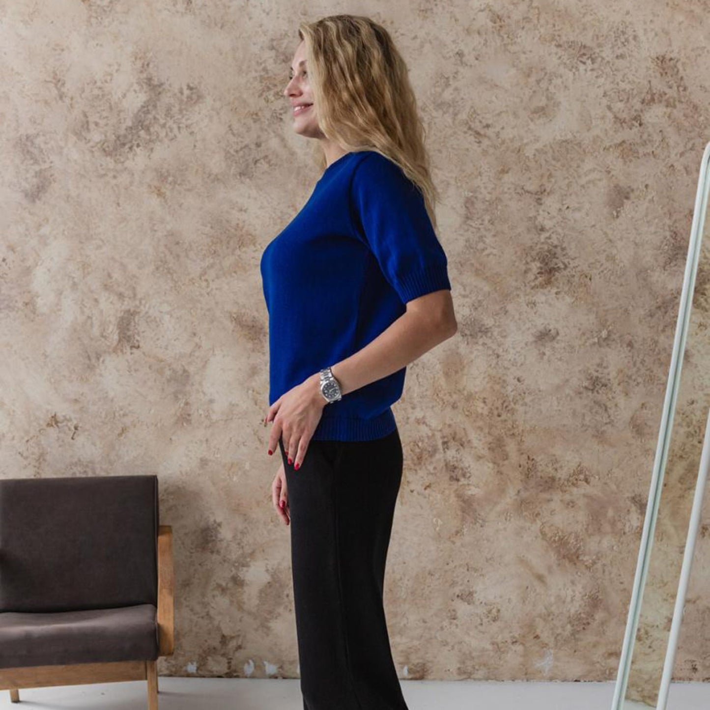 Handmade Blue Knitted T-Shirt