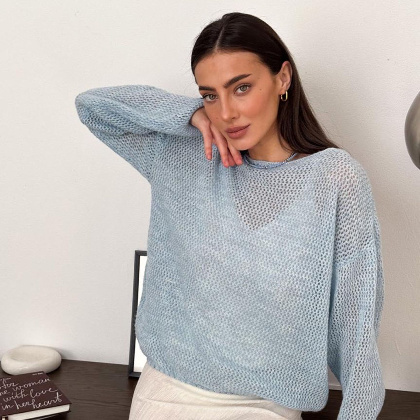 Light Blue Knitted Sweater - Soft