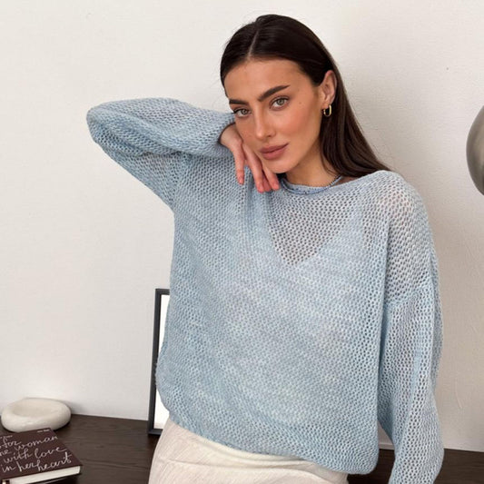 Light Blue Knitted Sweater - Soft