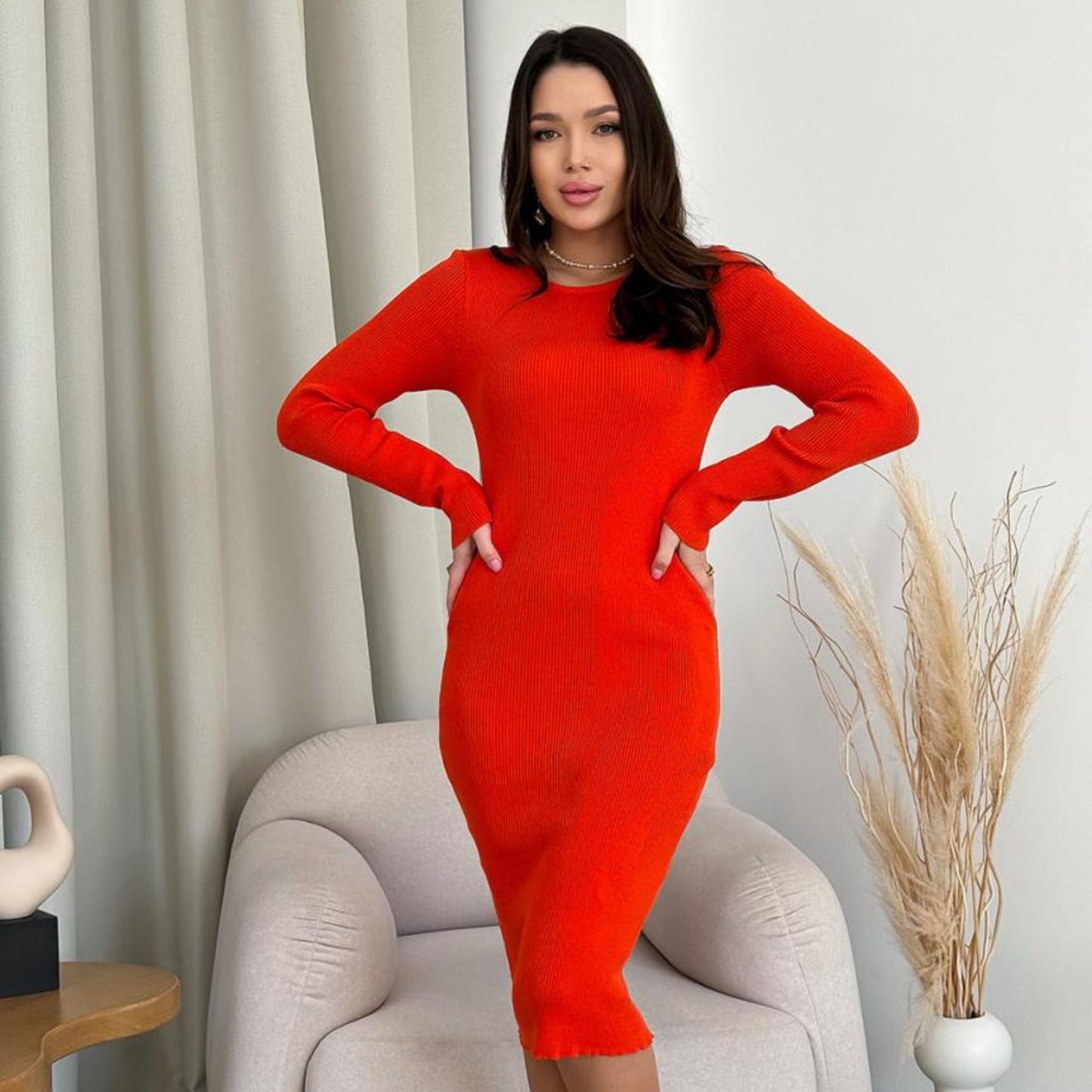 Orange Knitted Dress - Verity