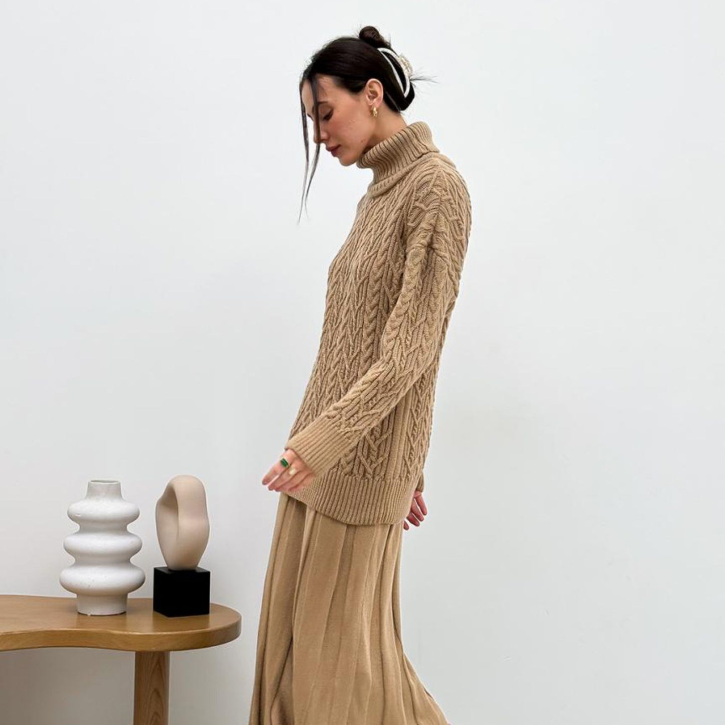 Beige Knitted Sweater - Olivia