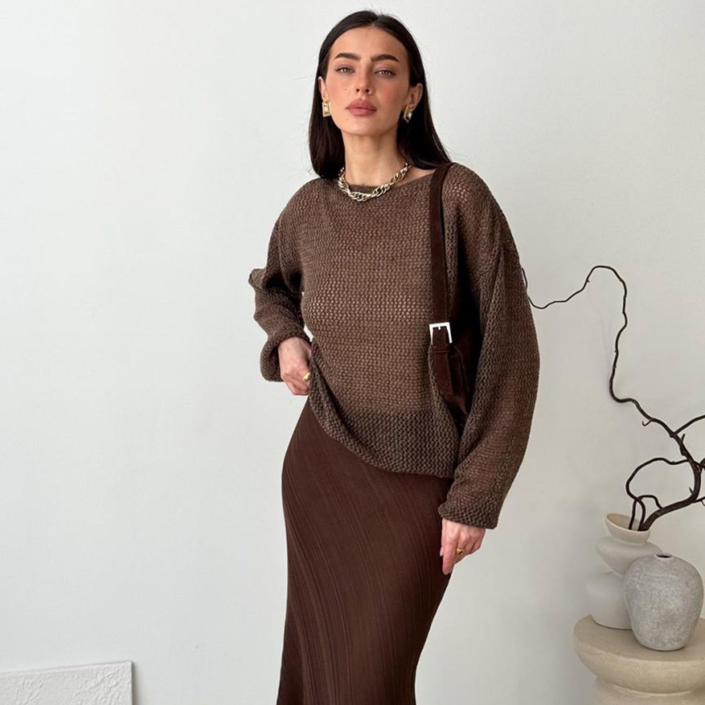 Brown Knitted Sweater - Soft