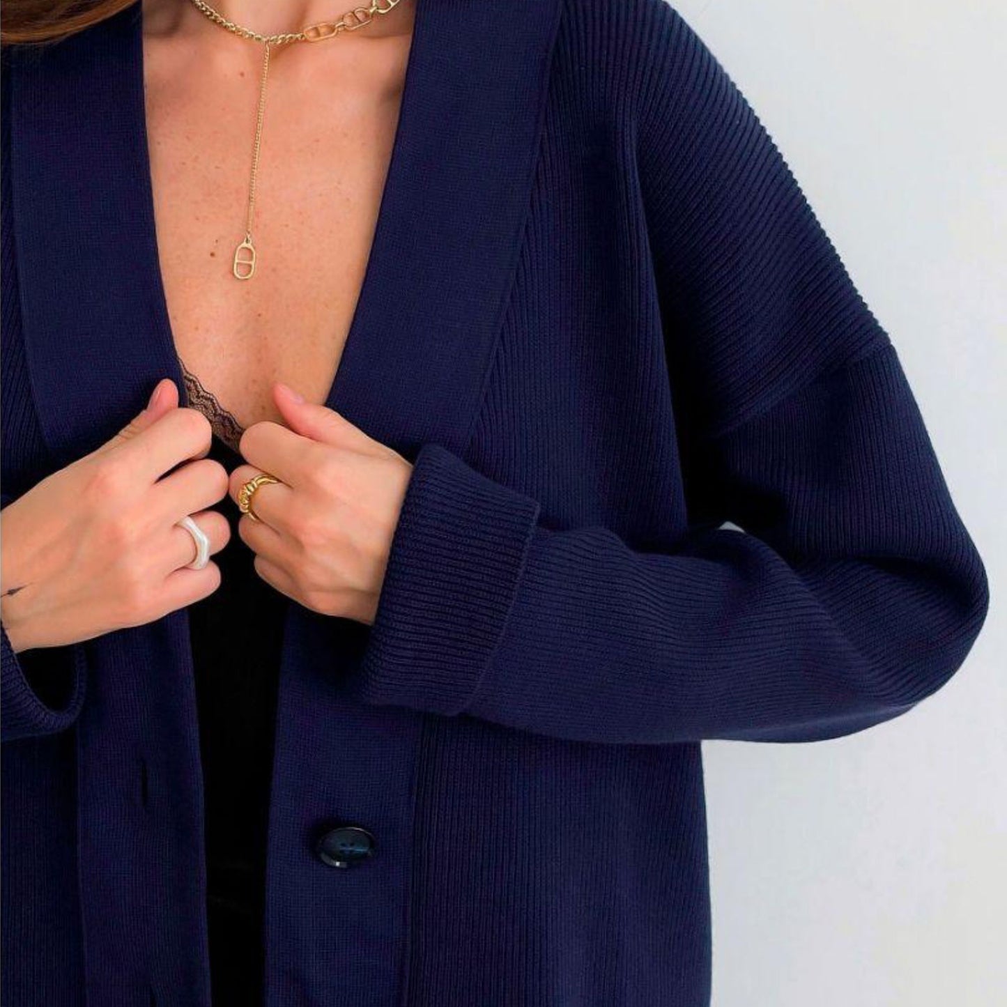 Navy Knitted Cardigan – Vittoria