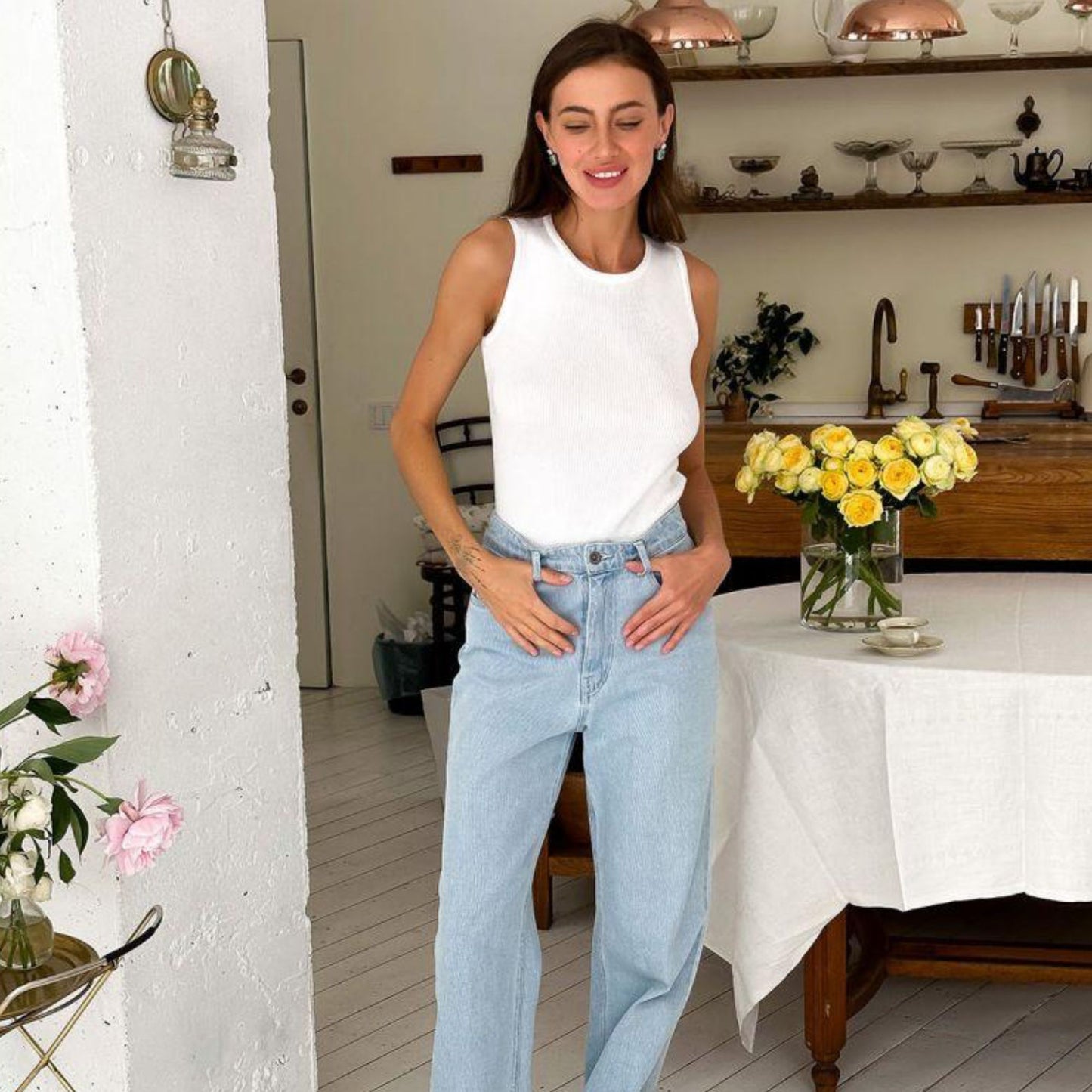 White Knitted Tank Top