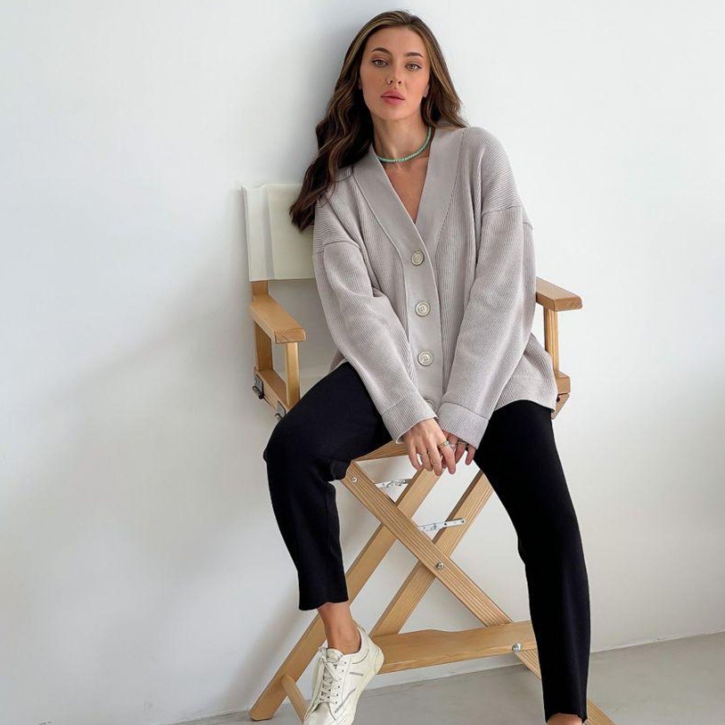 Silver Knitted Cardigan – Vittoria