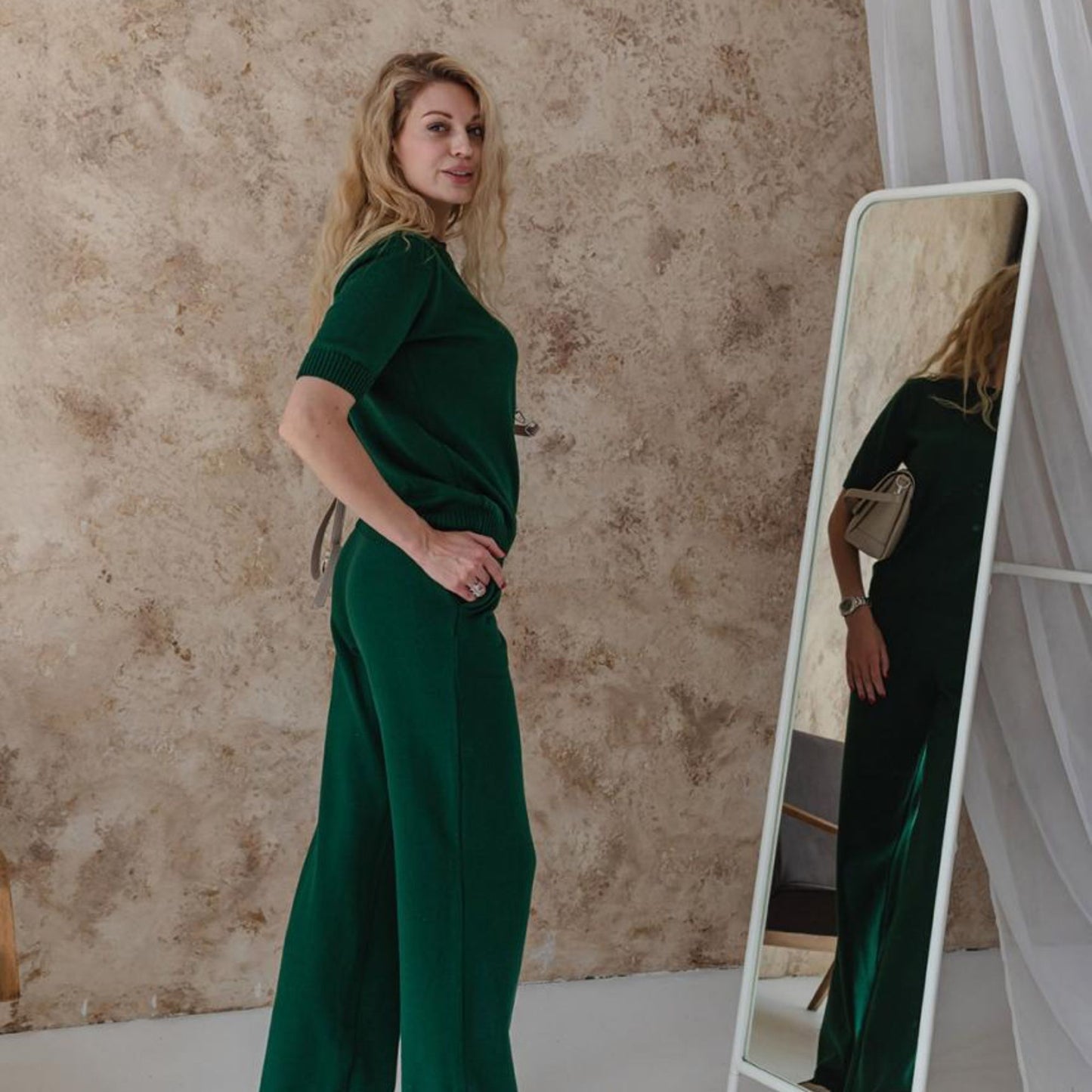 Handmade Emerald Green Knitted T-Shirt