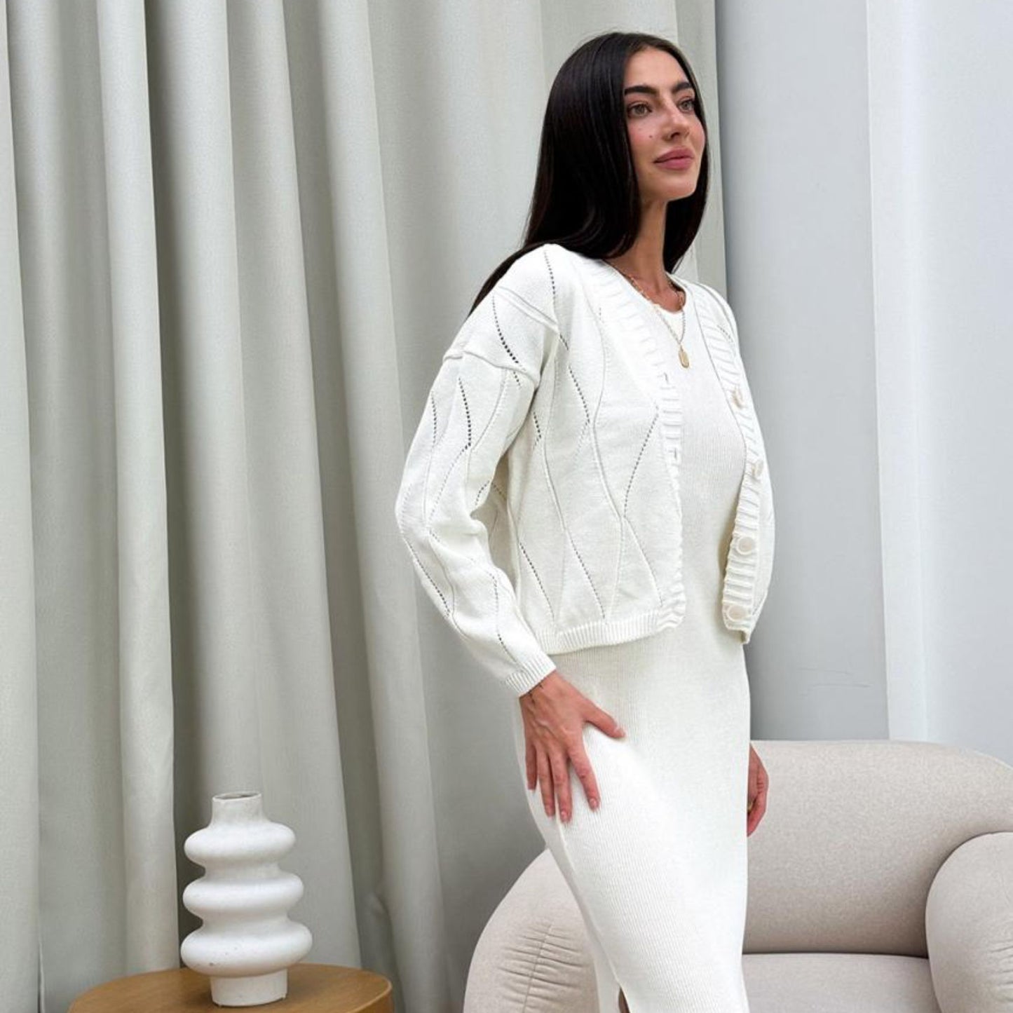 White Knitted Cardigan – Grace