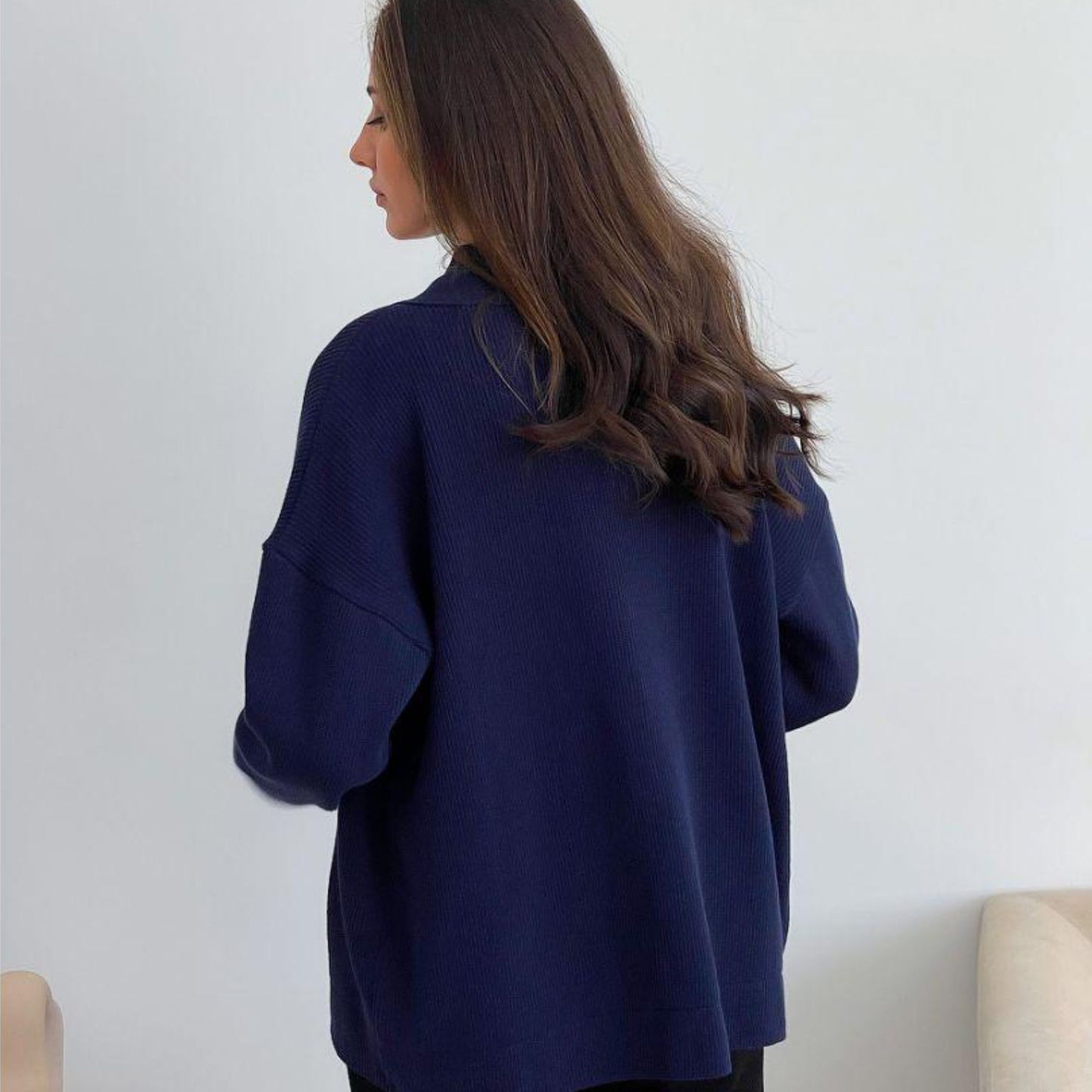 Navy Knitted Cardigan – Vittoria