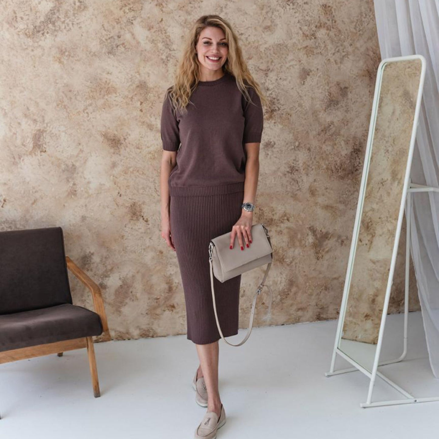 Handmade Brown Knitted T-Shirt