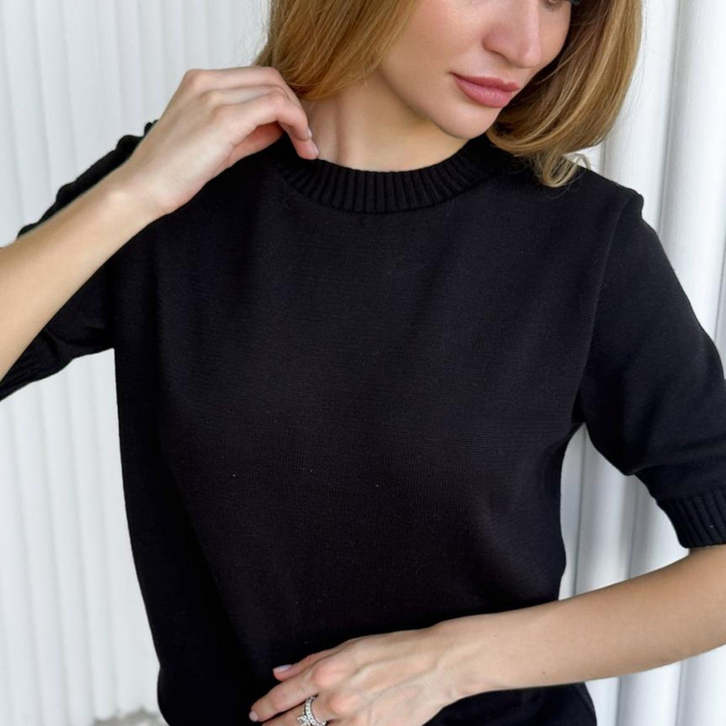 Handmade Black Knitted T-Shirt