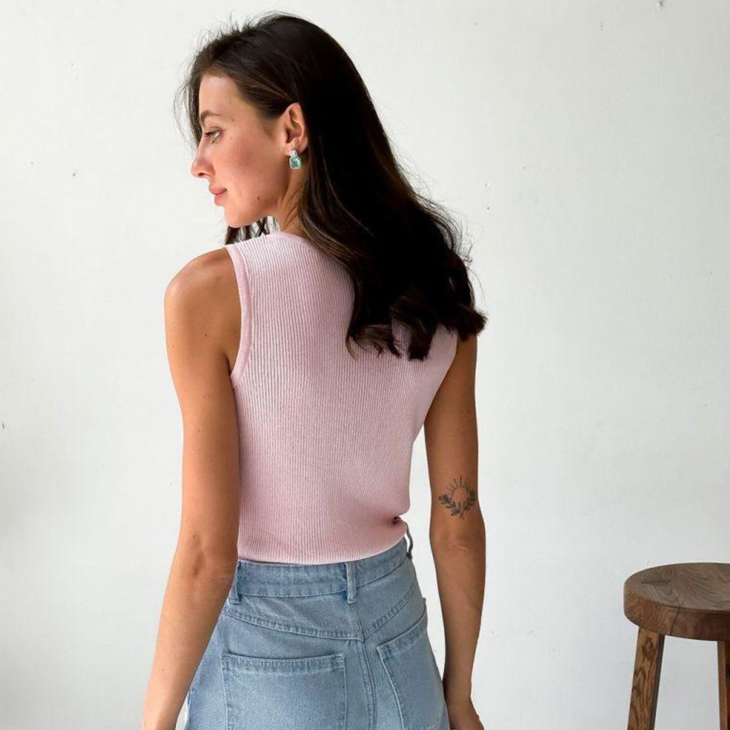 Light Pink Knitted Tank Top