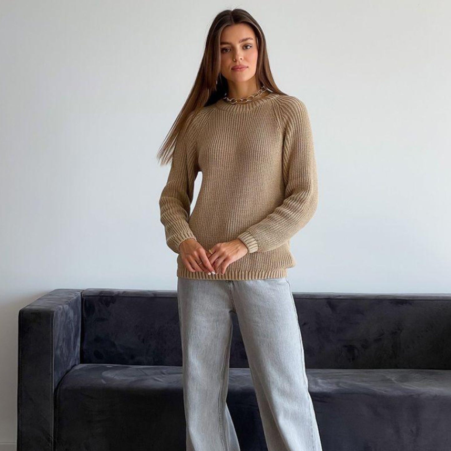 Beige Knitted Sweater