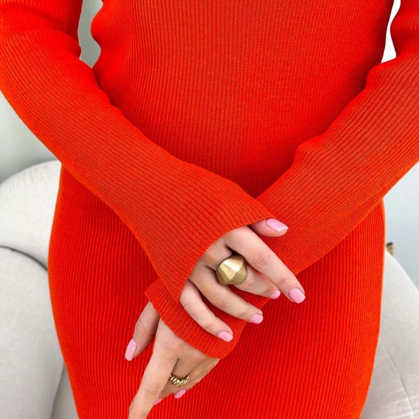 Orange Knitted Dress - Verity