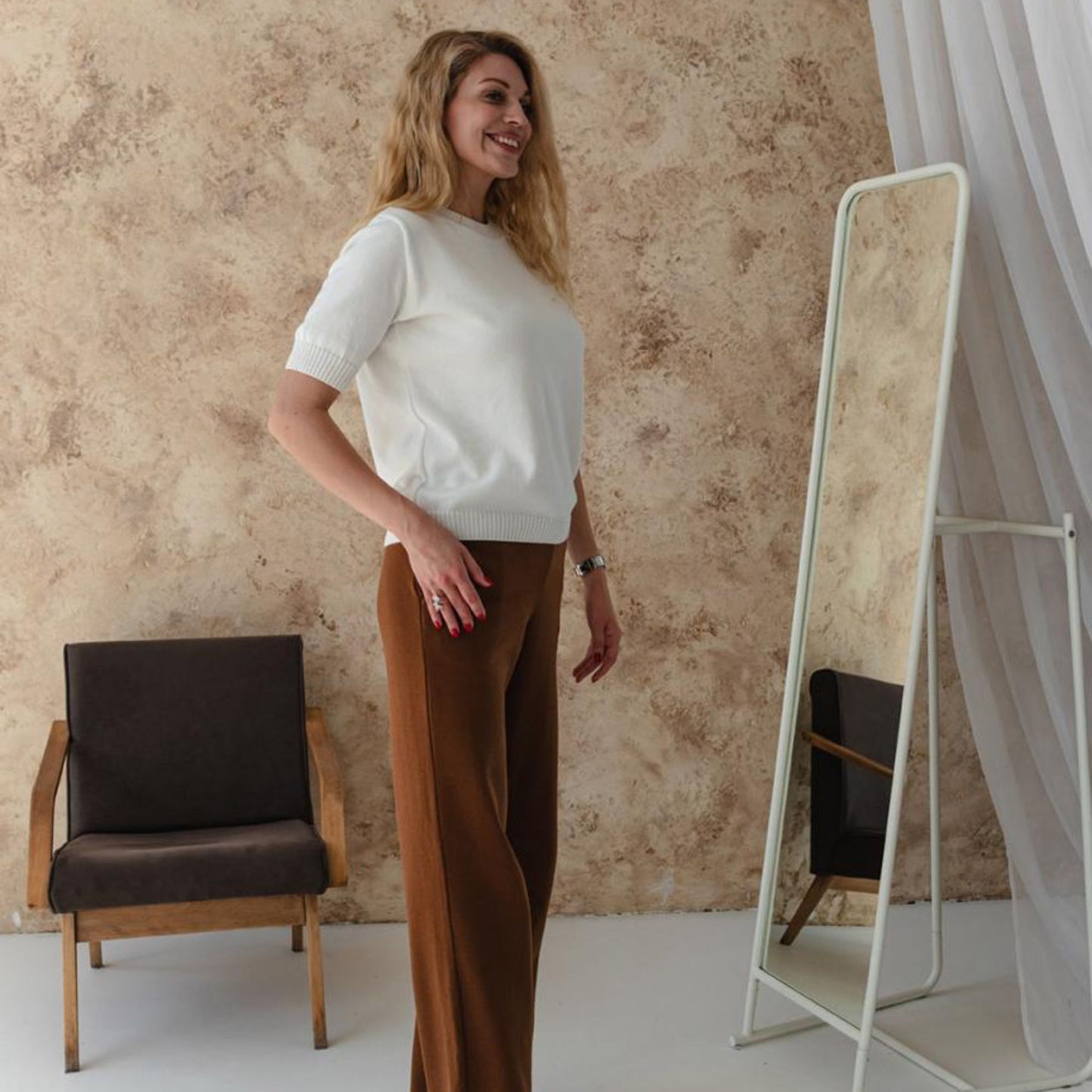 Handmade White Knitted T-Shirt