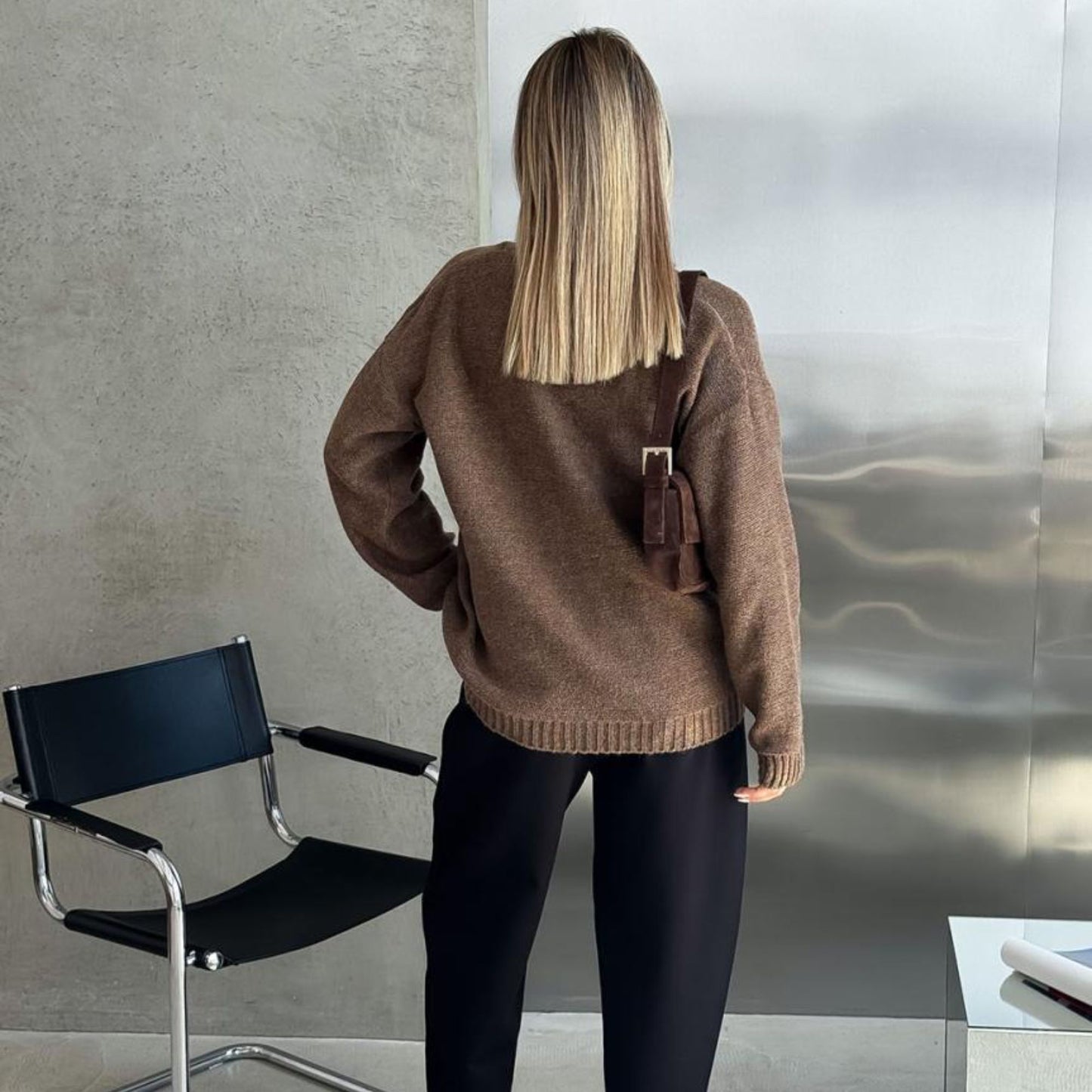 Brown Knitted Cardigan – Casual Wool