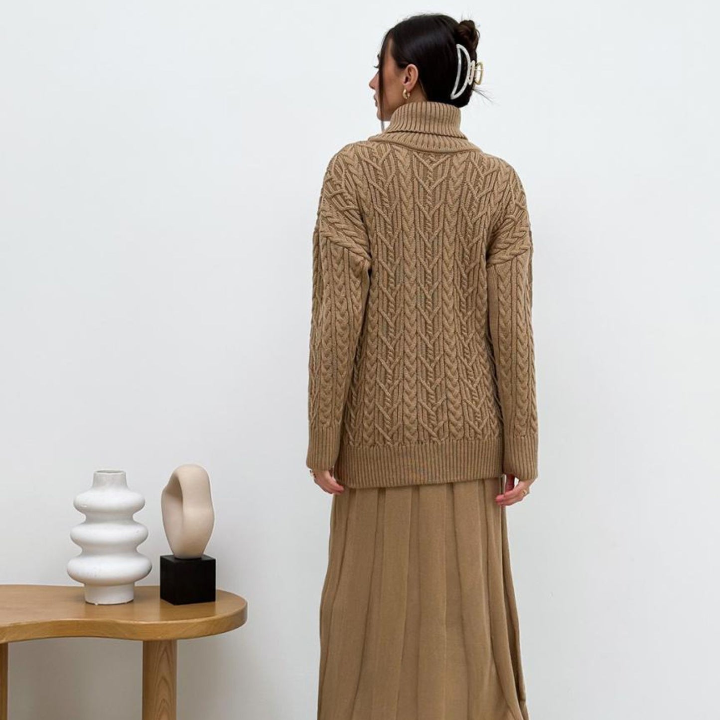 Beige Knitted Sweater - Olivia