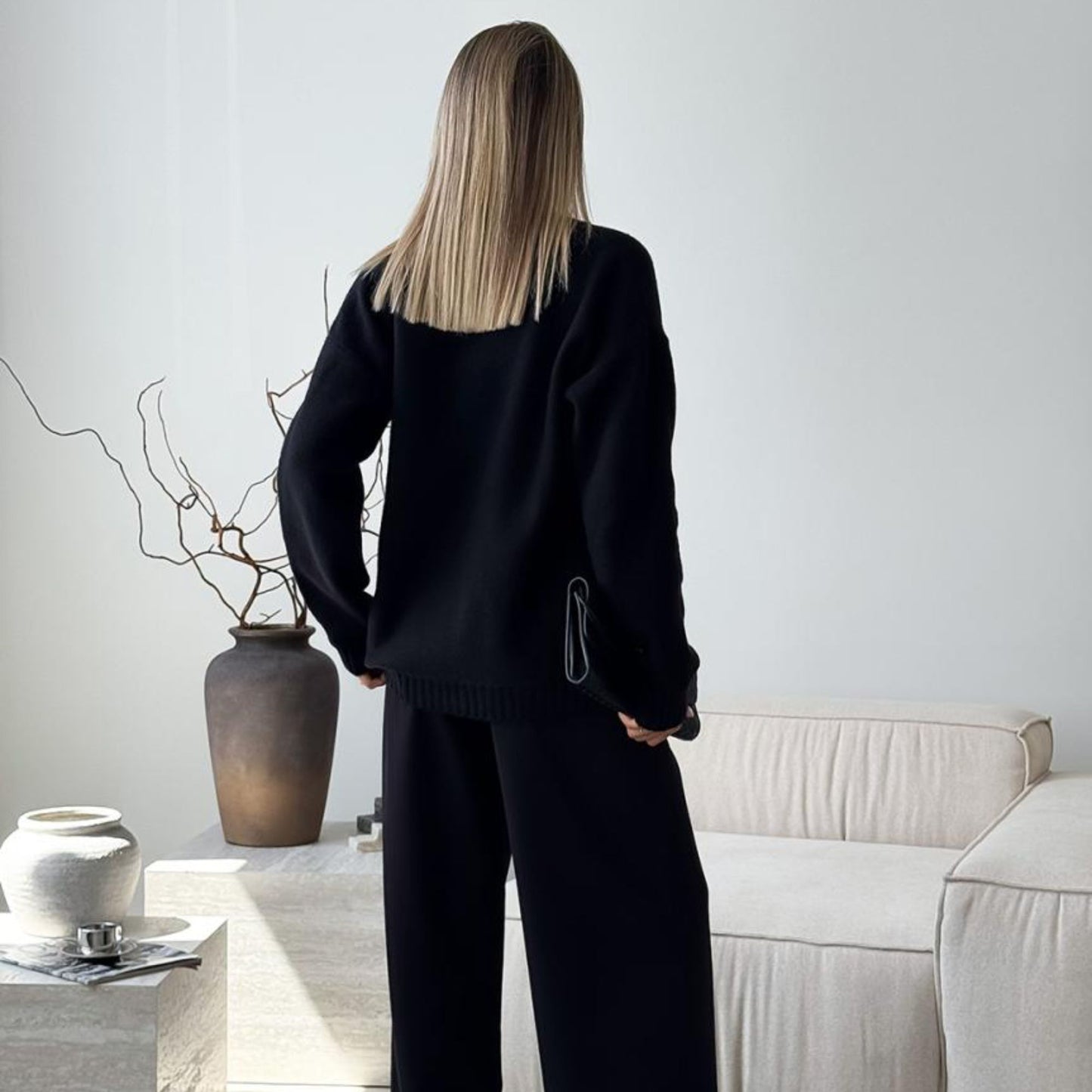 Black Knitted Cardigan – Casual Wool