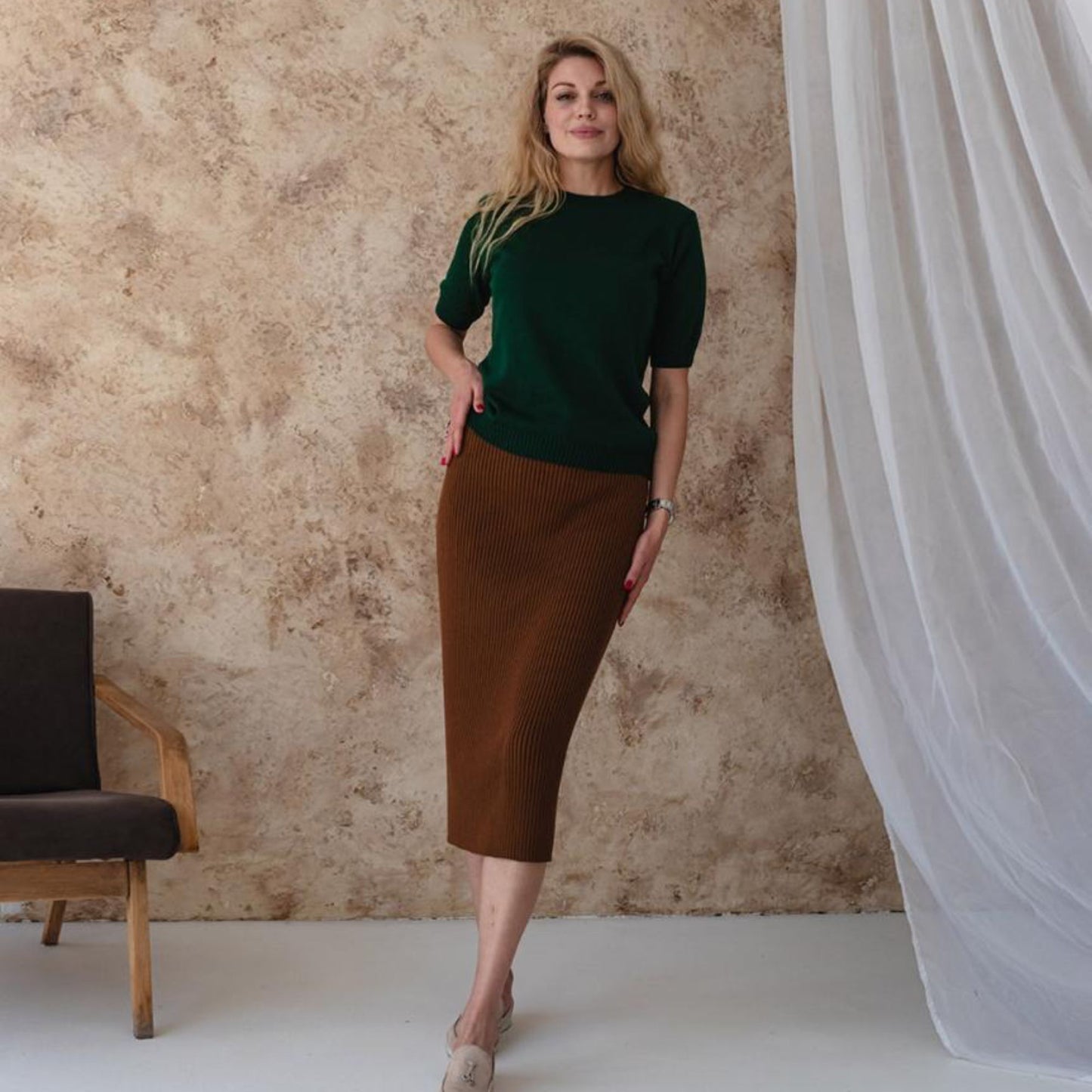 Handmade Emerald Green Knitted T-Shirt