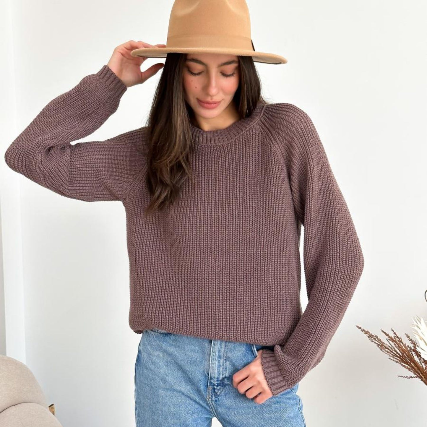 Chocolate Brown Knitted Sweater